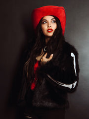 Load image into Gallery viewer, SOLD - Iron Fist XS Black Faux Fur Skeleton Jacket