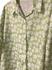 Load image into Gallery viewer, Oversized Green Floral Button-Up Blouse / Mini Dress