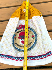Load image into Gallery viewer, Vintage Crochet Hanging Kitchen Towel This Kitchen Is Seasoned With Love Retro