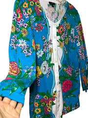 Load image into Gallery viewer, Talbots Floral Button Front Cardigan Sweater Women’s Medium Blue - Lisa Lassi