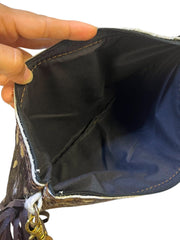 Load image into Gallery viewer, Western Cowhide Leather Fringe Wristlet Clutch Metallic Gold Hair-On Hide Bag