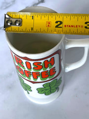 Load image into Gallery viewer, Vintage 1970s Irish Coffee Pedestal Mug Shamrocks Recipe Retro St Patrick’s Day