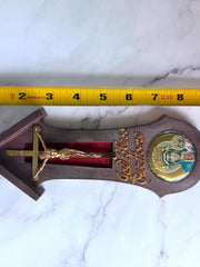 Load image into Gallery viewer, Vintage Italy God Bless Our Home Crucifix Madonna Plastic Wall Plaque 9"