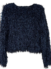 Load image into Gallery viewer, š¤ Black Shaggy Textured Cropped Sweater ā Size S