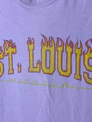 Load image into Gallery viewer, SOLD - š„ St. Louis Missouri Flame Graphic T-Shirt ā Lavender Purple ā Size Medium - Lisa Lassi
