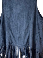 Load image into Gallery viewer, SOLD - š¤ Black Fringe Faux Suede Western Vest ā Size L - Lisa Lassi