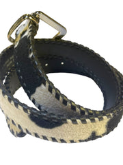 Load image into Gallery viewer, Kids Cow Print Faux Fur Western Belt Size M/L Black White 37” Animal Print