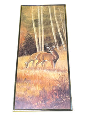 Load image into Gallery viewer, Vintage Framed Whitetail Deer Print Buck Doe Birch Forest Cabin Wall Art 20"