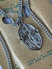 Load image into Gallery viewer, Vintage Catholic 6-in-1 Medal Necklace Japan Call a Priest Original Card