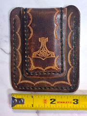 Load image into Gallery viewer, Harley-Davidson Tooled Leather Magnetic Money Clip Card Holder Belt Clip Biker