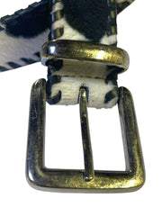 Load image into Gallery viewer, Kids Cow Print Faux Fur Western Belt Size M/L Black White 37” Animal Print