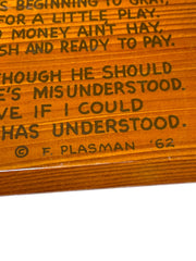 Load image into Gallery viewer, Vintage 1962 Giant Redwood Dad Poem Wall Plaque F. Plasman Father's Day