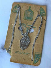 Load image into Gallery viewer, Vintage Catholic 6-in-1 Medal Necklace Japan Call a Priest Original Card