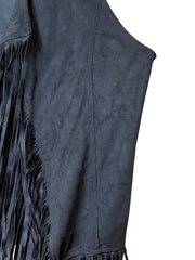 Load image into Gallery viewer, š¤ Black Fringe Faux Suede Western Vest ā Size L