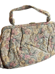 Load image into Gallery viewer, Vintage Floral Tapestry Frame Handbag Pleated Carpet Bag Top Handle Purse