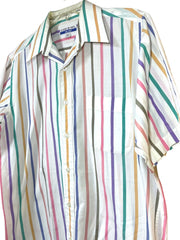 Load image into Gallery viewer, SOLD - Vintage John Henry Full Cut Rainbow Stripe Short Sleeve Button-Up Shirt Men’s M - Lisa Lassi