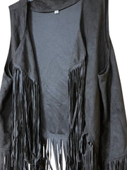 Load image into Gallery viewer, š¤ Black Fringe Faux Suede Western Vest ā Size L