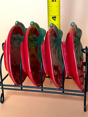Load image into Gallery viewer, Vintage 2003 Tender Heart Treasures Strawberry Mini Plates Set of 4 w Rack