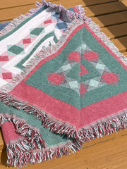 Load image into Gallery viewer, Vintage L.L.Bean Cotton Throw Blanket Floral Tapestry Fringe Made USA 47x56