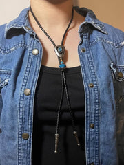Load image into Gallery viewer, Western Bolo Tie, Turquoise-Style Stone & Silver