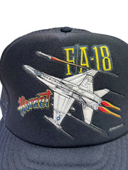 Load image into Gallery viewer, Vintage 1988 F/A-18 Hornet Fighter Jet Mesh Trucker Snapback Hat Black USAF