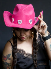 Load image into Gallery viewer, Dark Pink Heart Cowboy Hat