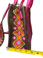 Load image into Gallery viewer, Wrangler Aztec Pink Brown Tote Crossbody Purse Western Boho Bag