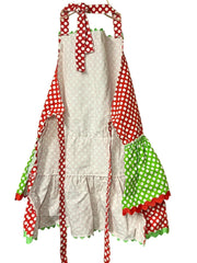 Load image into Gallery viewer, Women’s Polka Dot Apron Red Green Retro Style Adjustable Ties NWOT