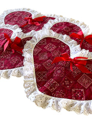 Load image into Gallery viewer, 4pc Handmade Reversible Heart Placemats Red Bandana Fall Fabric Cottage