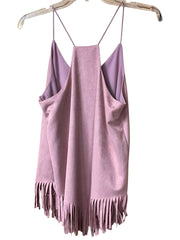 Load image into Gallery viewer, šø She + Sky Dusty Rose Faux Suede Fringe Tank Top ā Size Small