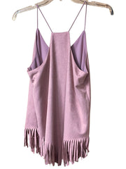 Load image into Gallery viewer, SOLD - šø She + Sky Dusty Rose Faux Suede Fringe Tank Top ā Size Small - Lisa Lassi