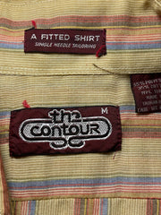 Load image into Gallery viewer, Vintage Contour Fitted Stripe Shirt – Earth Tones, Retro Summer Button-Up (M)