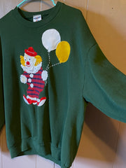 Load image into Gallery viewer, Vintage 90s Jerzees XL Clown Applique Sweatshirt Balloon Patchwork USA Made
