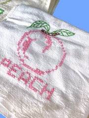Load image into Gallery viewer, Vintage Fruit Embroidered Tea Towels Set 3 Farmhouse Kitchen Cross Stitch