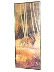 Load image into Gallery viewer, Vintage Framed Whitetail Deer Print Buck Doe Birch Forest Cabin Wall Art 20"