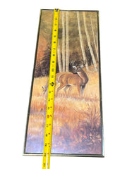 Load image into Gallery viewer, Vintage Framed Whitetail Deer Print Buck Doe Birch Forest Cabin Wall Art 20"