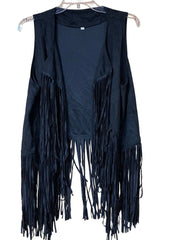 Load image into Gallery viewer, š¤ Black Fringe Faux Suede Western Vest ā Size L