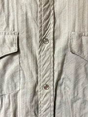 Load image into Gallery viewer, BJR Ranchwear Men’s Western Snap Button Shirt Greige Beige Gray L Cotton Blend