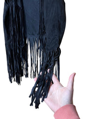 Load image into Gallery viewer, SOLD - š¤ Black Fringe Faux Suede Western Vest ā Size L - Lisa Lassi