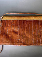 Load image into Gallery viewer, Vintage Genuine Eel Skin Purse Brown Exotic Leather Shoulder Bag 80s