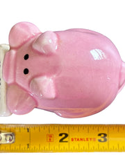 Load image into Gallery viewer, Vintage Pink Ceramic Pig No More Pigging Out Figurine Taiwan R.O.C. Kitsch