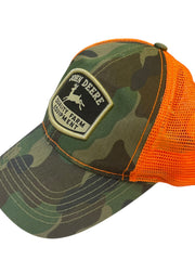 Load image into Gallery viewer, John Deere Camo Blaze Orange Mesh Trucker Hat Patch Snapback Hunting