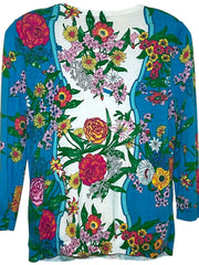 Load image into Gallery viewer, Talbots Floral Button Front Cardigan Sweater Women’s Medium Blue - Lisa Lassi