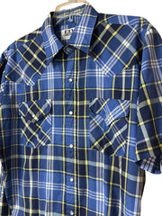 Load image into Gallery viewer, SOLD - Ely Cattleman Vintage Western Snap Shirt – Blue Plaid – Short Sleeve - Lisa Lassi