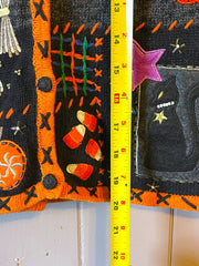 Load image into Gallery viewer, Vintage 90s Studio Boo Halloween Sweater Vest P/S Pumpkin Witch Cat Embroidered
