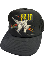 Load image into Gallery viewer, Vintage 1988 F/A-18 Hornet Fighter Jet Mesh Trucker Snapback Hat Black USAF