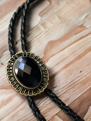 Load image into Gallery viewer, Black and Gold Bolo Tie