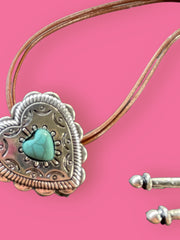 Load image into Gallery viewer, Turquoise Heart Bolo