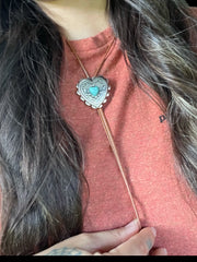 Load image into Gallery viewer, Turquoise Heart Bolo
