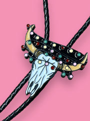 Load image into Gallery viewer, Christmas Lights Skull Bolo Tie